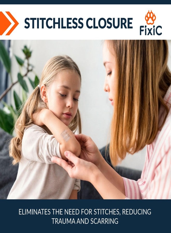 Fixic Butterfly Bandages - 2-Types Zip Wound Closure Strips - Ideal Wound Closure Kit - Sutures Free Butterfly Stitches Bandage - Stitches Kit with 4 Bandages, 4 Pads, and 4 Wipes Included! - Image 5